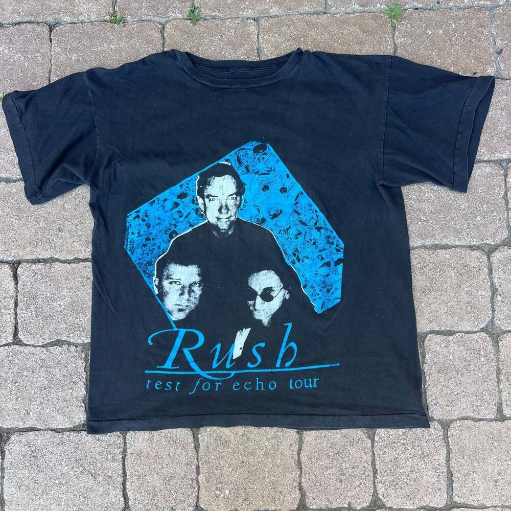 Vintage 1996 Rush Test For Echo Tour Concert Band T-Shirt Black Cut Tag L